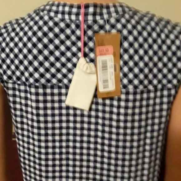 Cremieux Navy White Gingham Sleeveless Top Size XS NWT - Picture 2 of 7